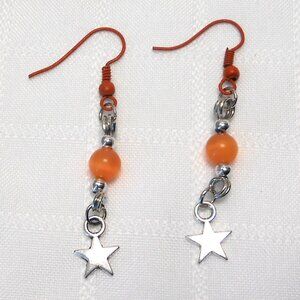 No 1620 Handmade earrings with Tibetan silver stars charms and polished stones